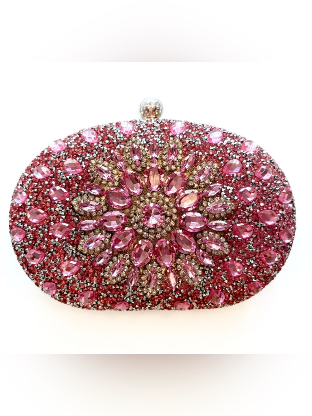 👛 Crystal-Embellished Pink Jeweled Clutch 👛